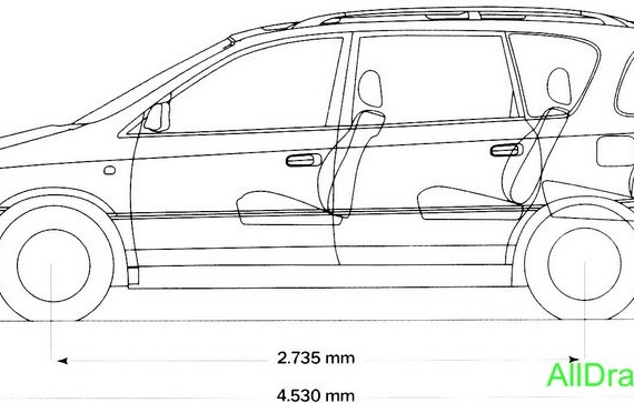 Toyota Picnic (1998) (Тоёта Пикник (1998)) - чертежи (рисунки) автомобиля